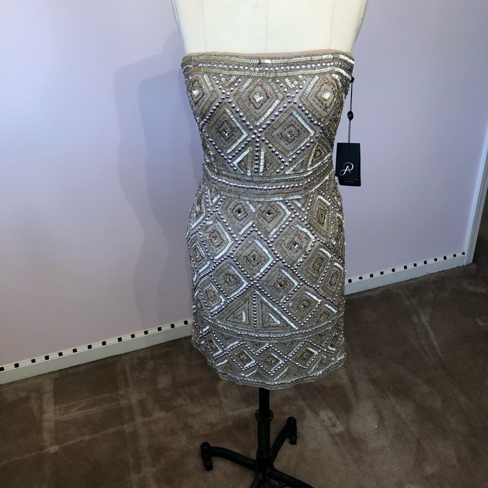 New Strapless Silver/Gold Sequin cocktail dress